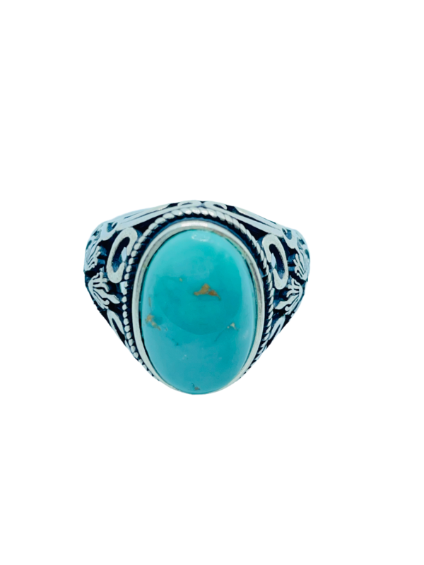 Turquoise Stone Ring 925 Sterling Silver Statement Ring Gemstone Ring Adjustable Size
