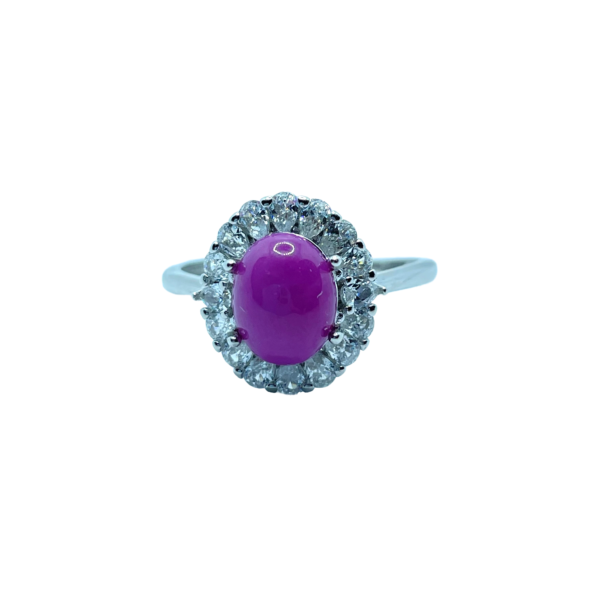 Ruby Ring with Zircon Accents Adjustable 925 Sterling Silver