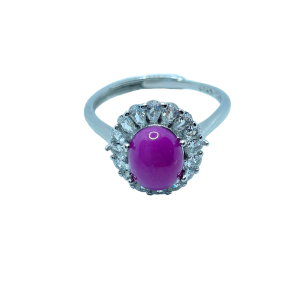Ruby Ring with Zircon Accents Adjustable 925 Sterling Silver