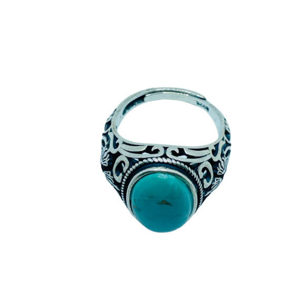 Turquoise Stone Ring 925 Sterling Silver Statement Ring Gemstone Ring Adjustable Size